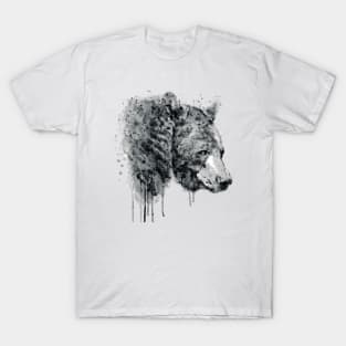 Bear Head Black and White T-Shirt